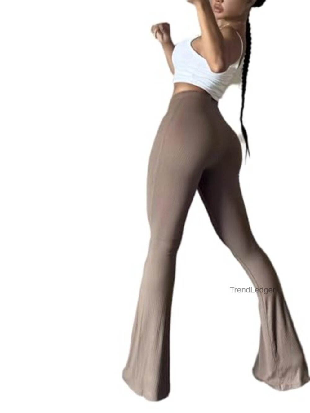 High Rise Ribbed Flare Yoga Leggings Bell Bottom Pants